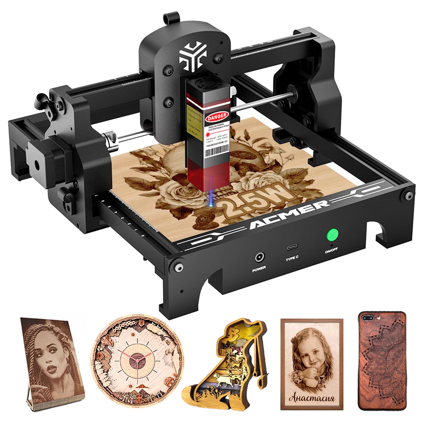 Laser Engraver S1 Portable Laser Cutter and Engraver CNC Machine for DIY,Wood,Metal,Acrylic,Leather,etc. (S1 2.5W)