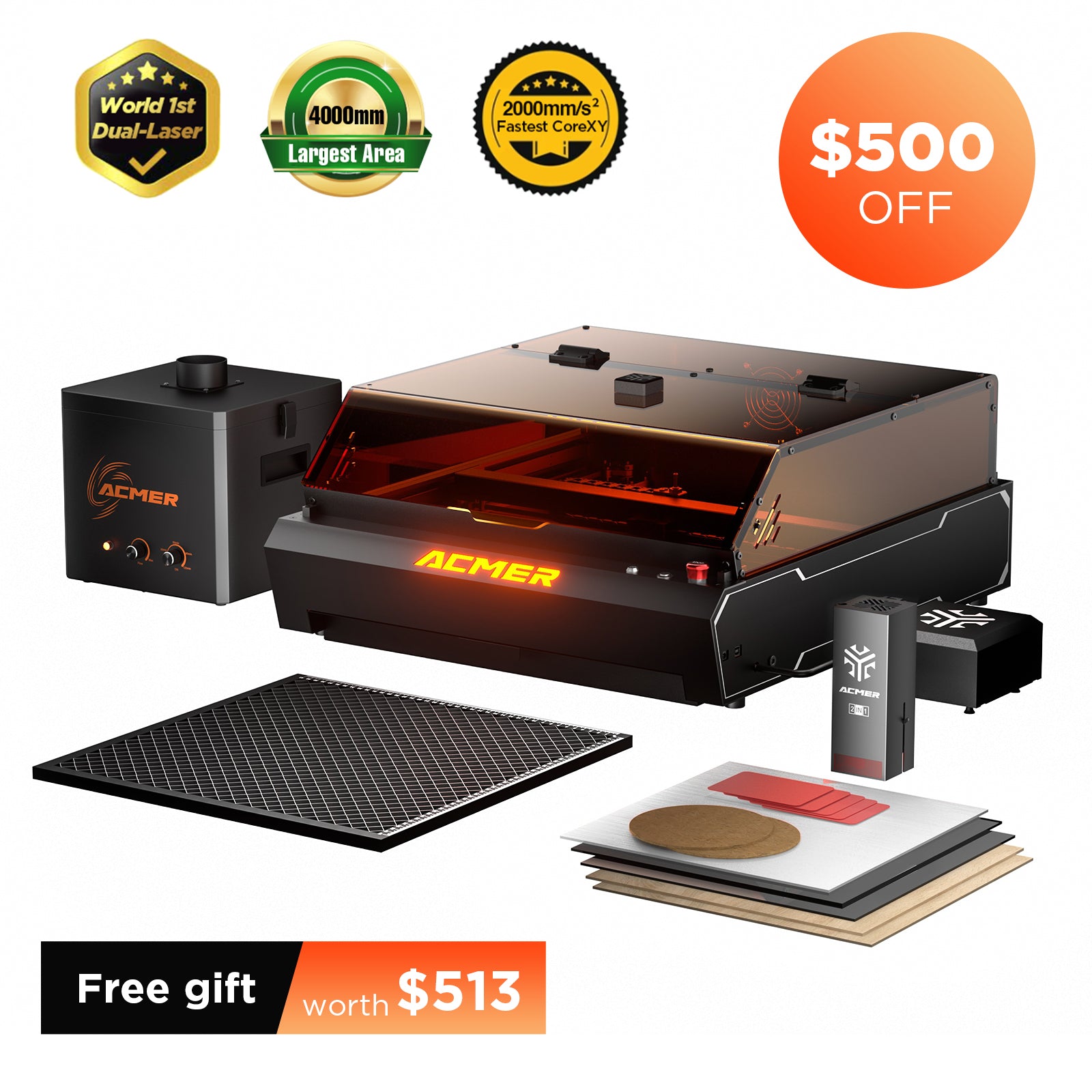 ACMER P3 IR＆Diode Enclosed Dual Laser Engraver